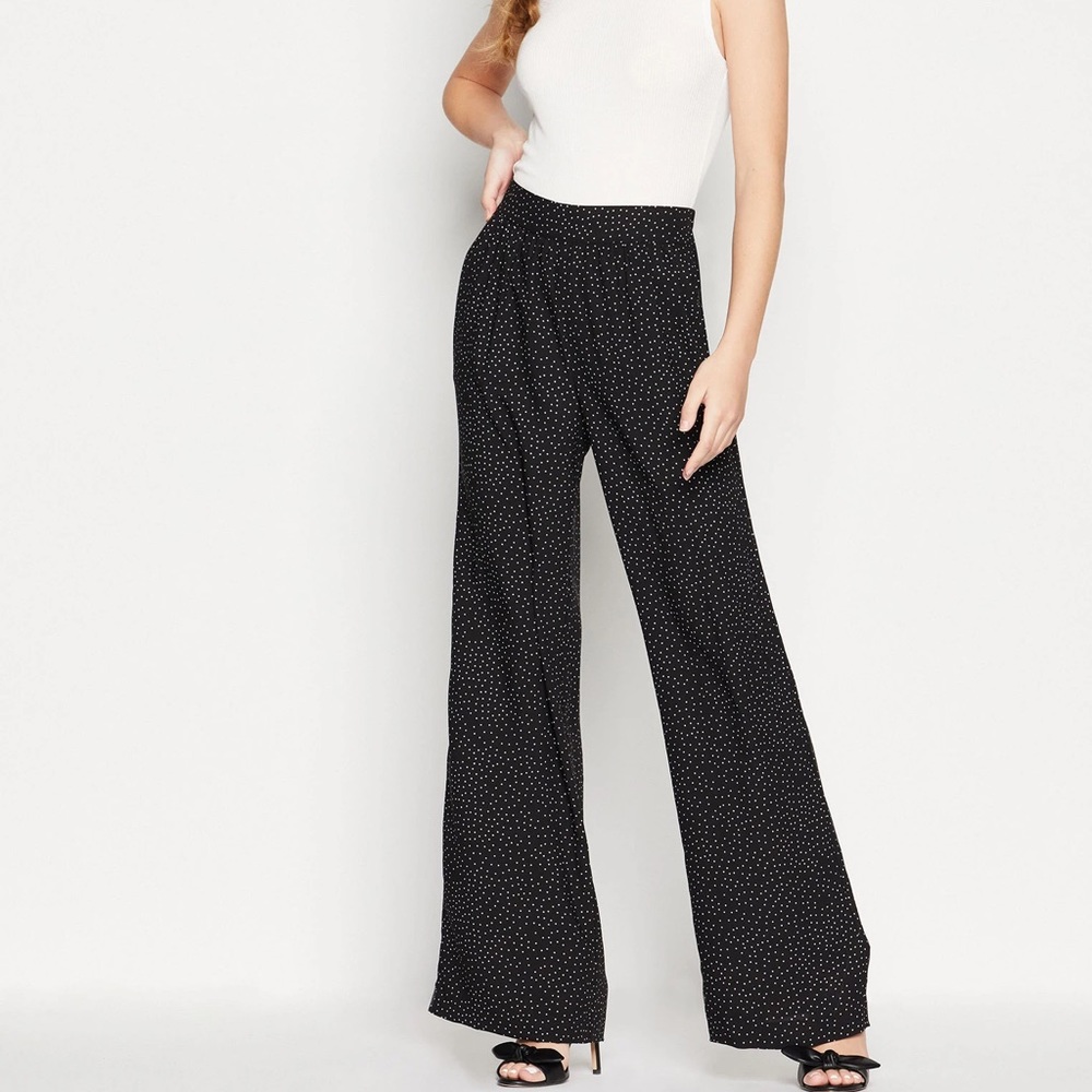 BCBG BELLA POLKA DOT WIDE-LEG PANT